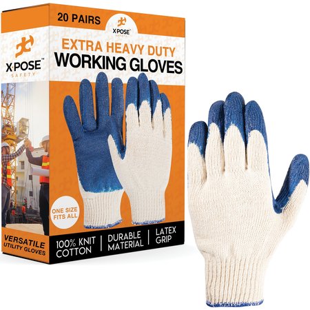 XPOSE SAFETY Blue Palm Working Gloves, 20PK BPG-20-X-S
